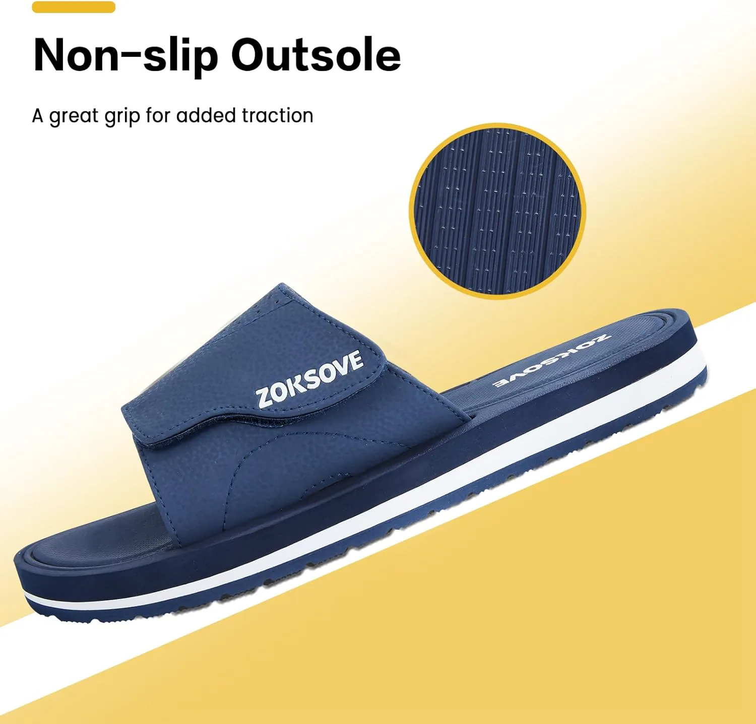 

Слайды для мужчин - регулируемые шлепанцы на слайде, открытый носок, с амортизирующей стелькой из пены памяти, пляжные сандалии - удобная летняя обувь для дома и улицы - черные, размер 7 ZOKSOVE