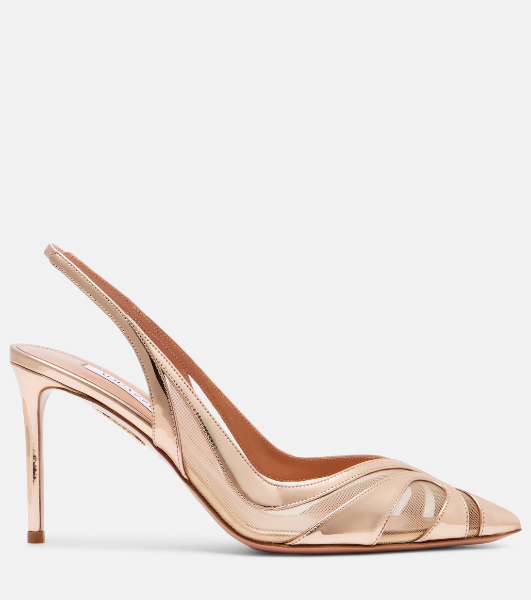 Lune 85 лодочки на ремешке Aquazzura, Rose Gold — фото 4
