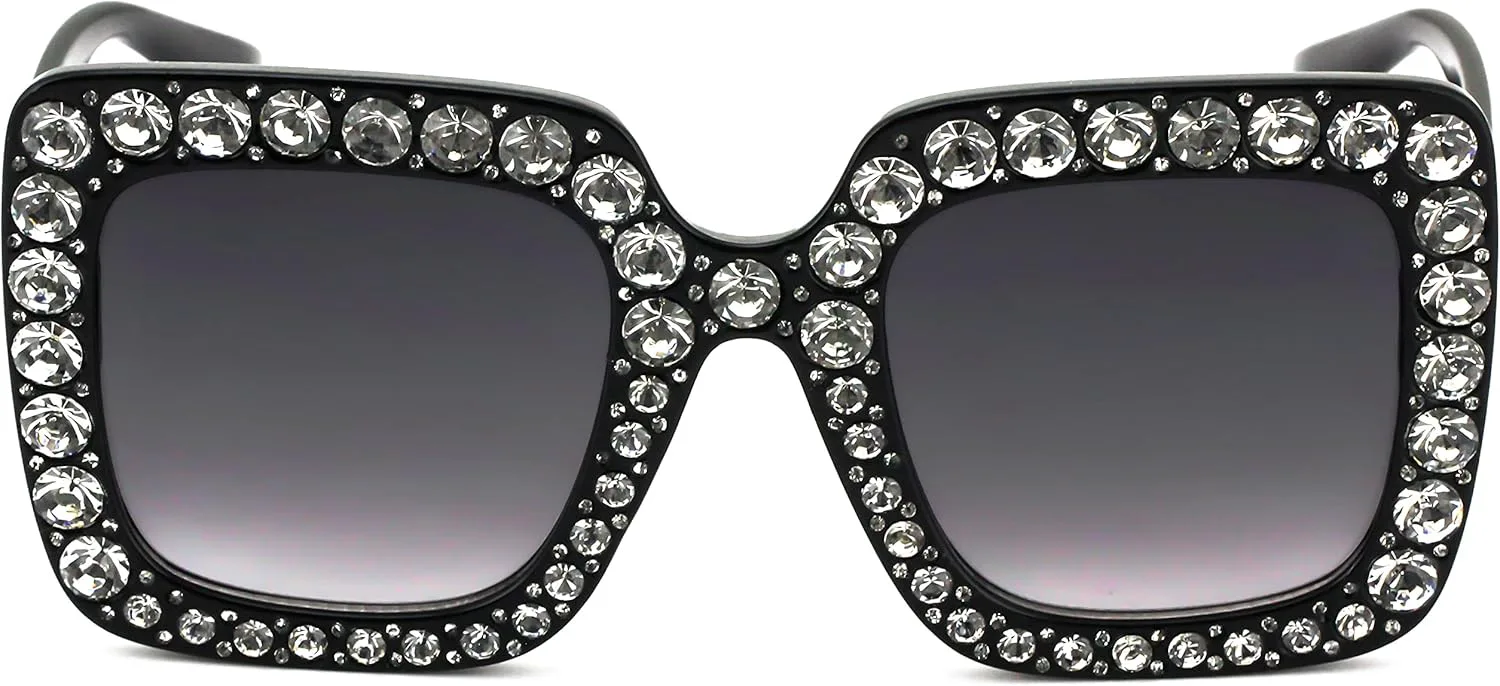 

Безупречные солнцезащитные очки большого размера в квадратной оправе, украшенные стразами и кристаллами, для женщин FLAWLESS EYEWEAR, 2 Pack: Black and Pink
