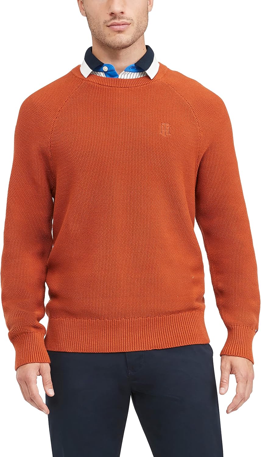 

Мужской хлопковый свитер Tommy Hilfiger с длинным рукавом и круглым вырезом, Honey Dew