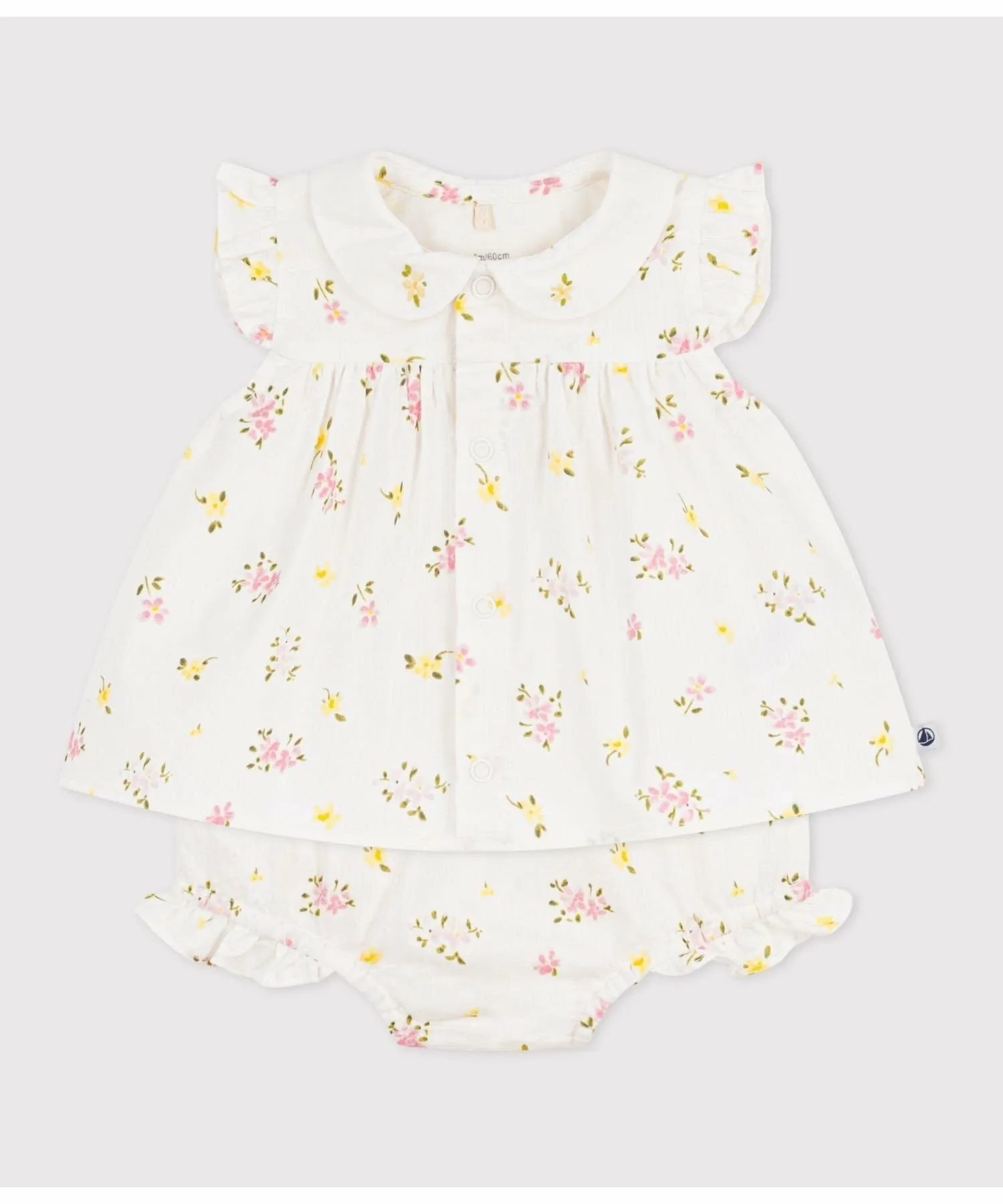 Детский комплект из двух предметов с цветочным принтом PETIT BATEAU, Off-white/multicolor — фото 2