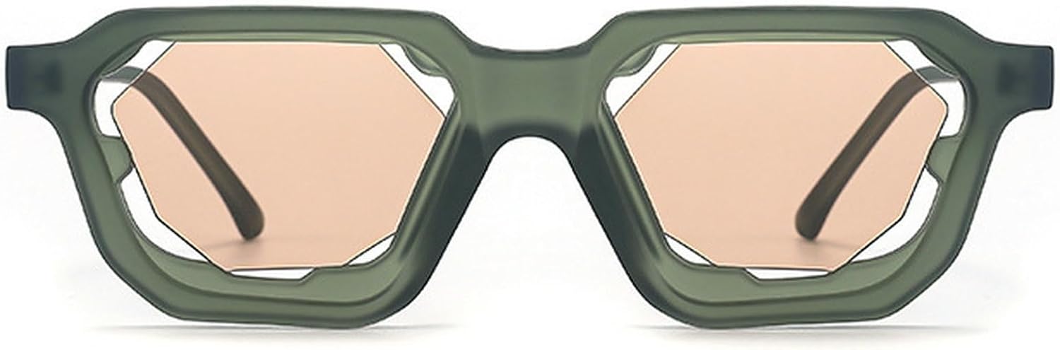 

Модные большие квадратные солнцезащитные очки в стиле Y2k для женщин, винтажные градиентные очки с защитой от УФ-излучения UV400 для мужчин, стильные очки с полой конструкцией mincl, Green Champagne