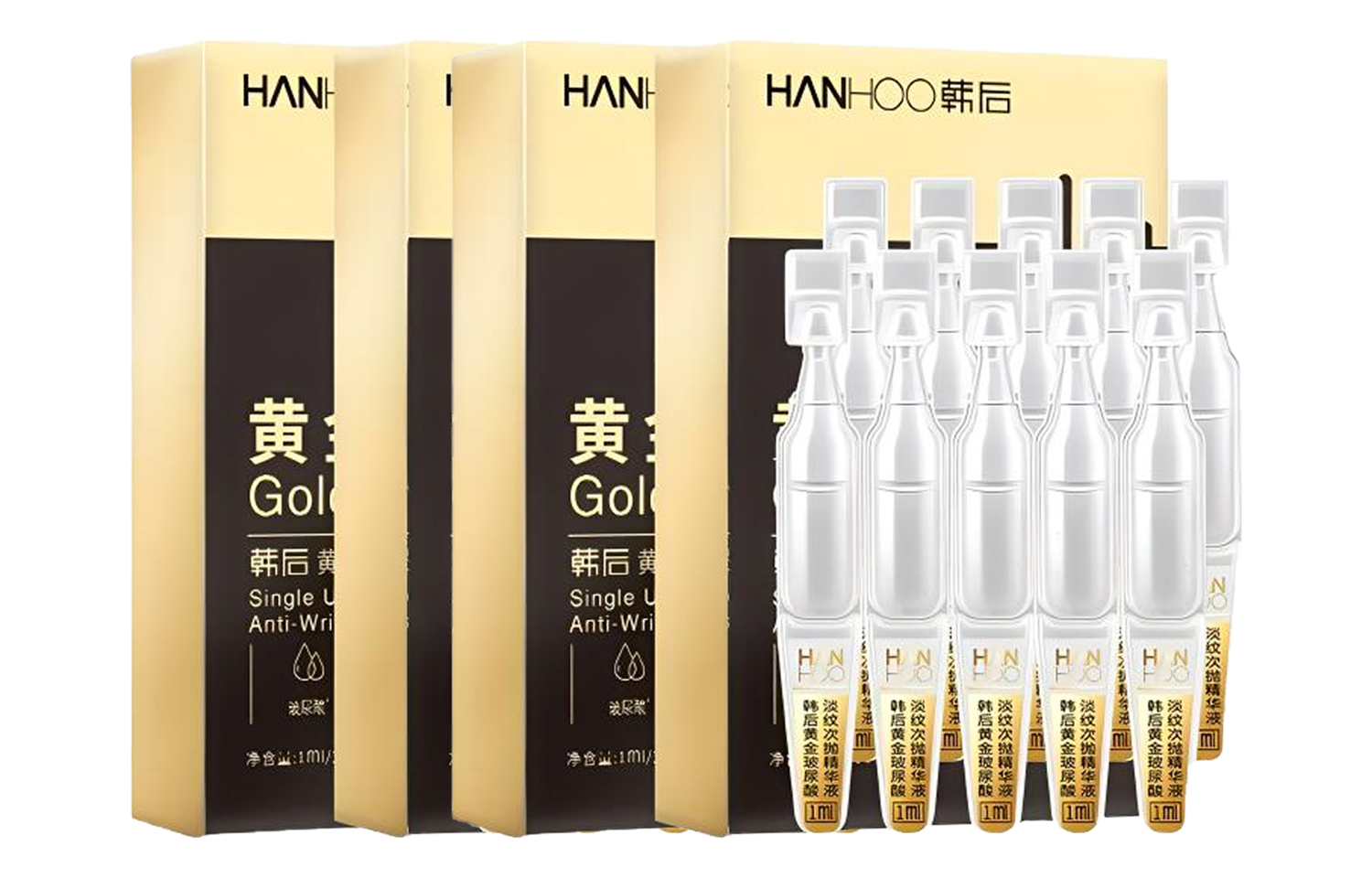 

Сыворотка с вторичным высвобождением, унисекс Hanhoo, hanho золото hyaluronic acid single-use essences liquid 1ml*20
