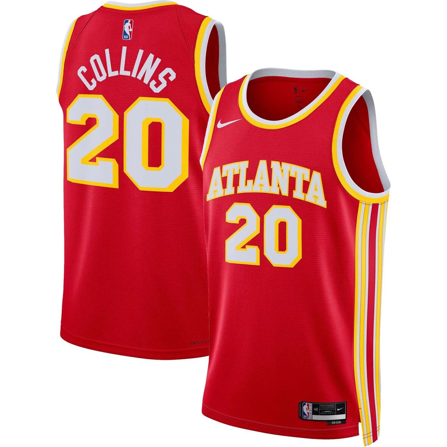 

Джерси унисекс John Collins Red Atlanta Hawks 2022/23 Swingman — Icon Edition Nike