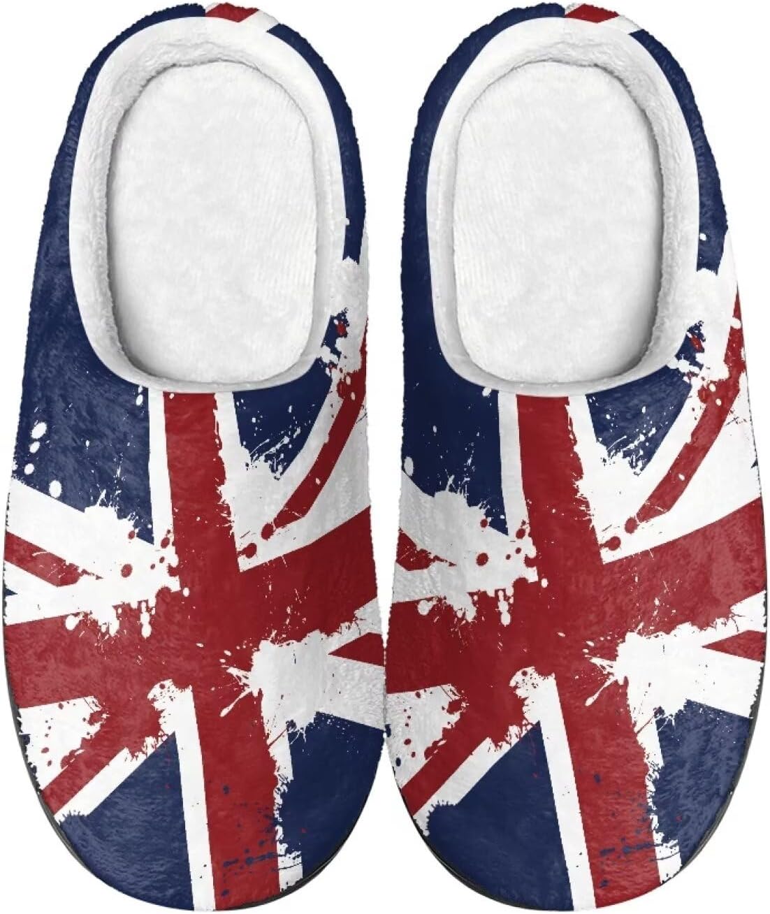 

Домашние тапочки Poceacles для женщин и мужчин, мягкие пушистые тапочки с антискользящей подошвой для дома и путешествий, Union Jack Print