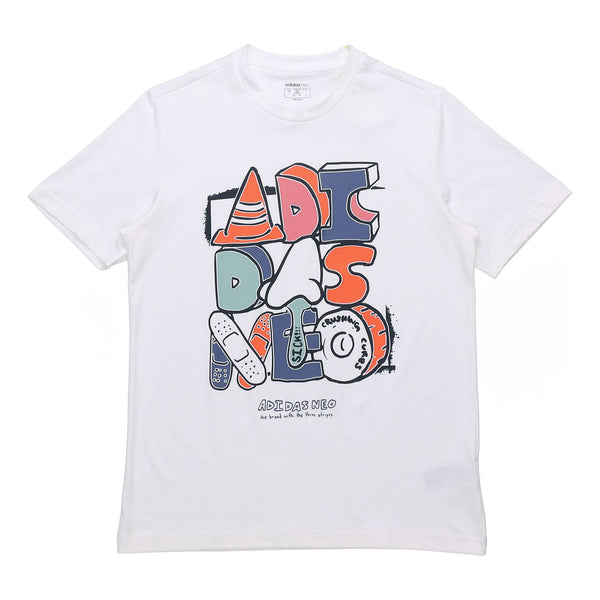 

Футболка neo m ssfv5 tee1 funny printing logo sports cotton round neck short sleeve white Adidas, белый