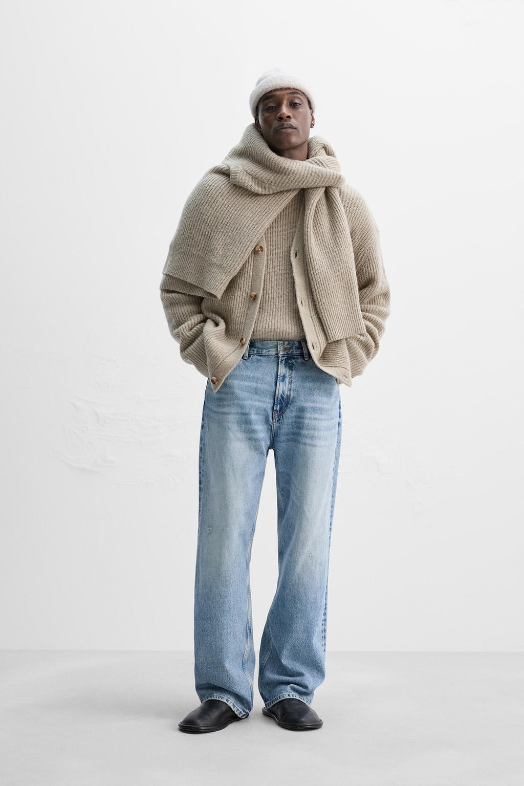 

Текстурированный кардиган ZARA, бежевый