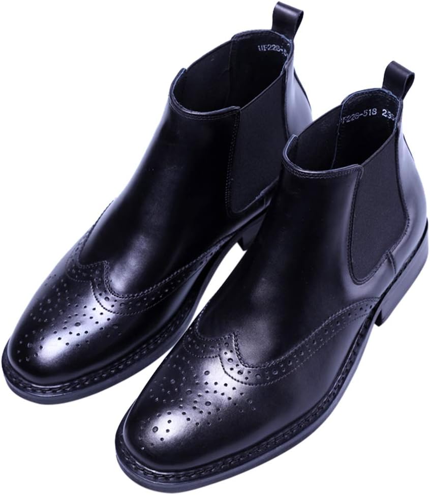 

Мужские кожаные ботинки Santimon Brogue Wing Tip Chelsea на шнуровке черного и красного цвета