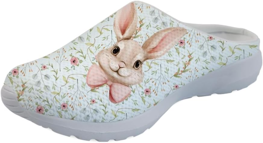 

Forchrinse Hawaiian Palm Tree Watercolor Sky Beach Женские слипоны-мюли Мужские прогулочные кроссовки Садовые сабо Домашние туфли Легкие, Cartoon Rabbit