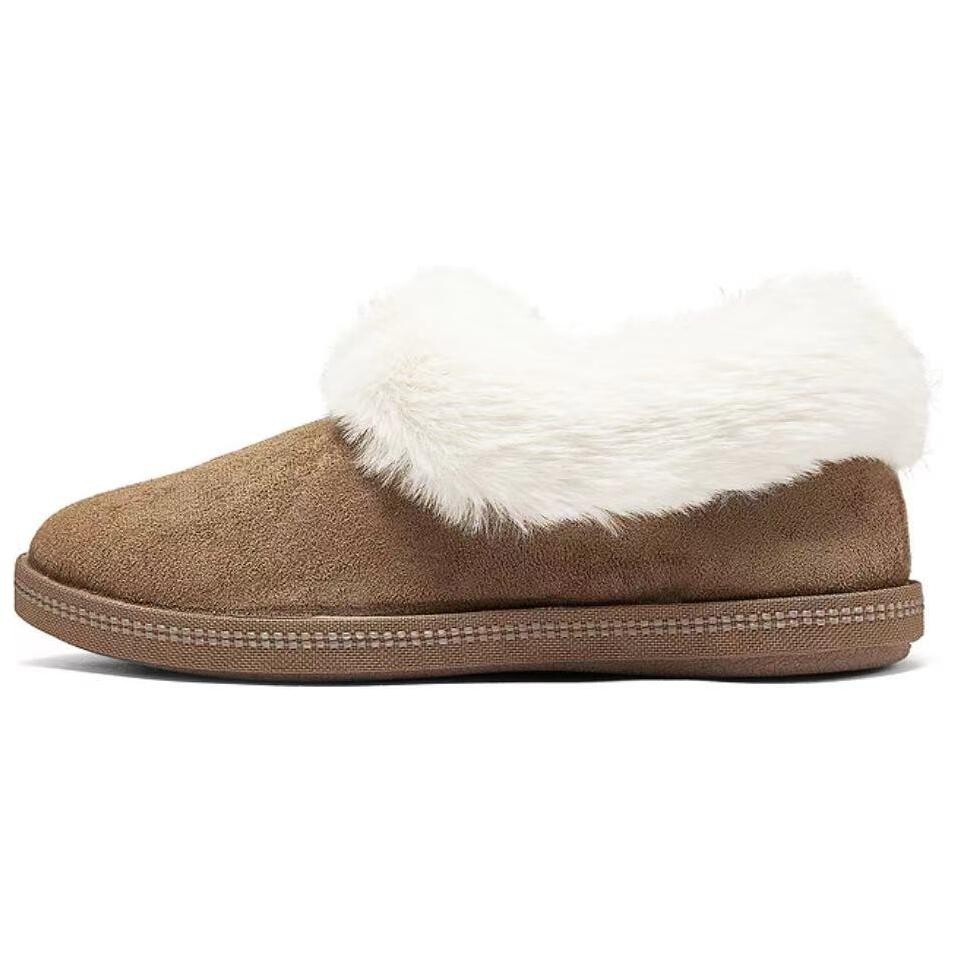 Женские зимние ботинки Skechers низкие с мехом, каштановый