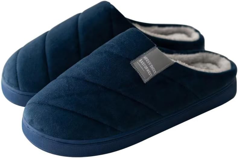 

Мужские и женские нескользящие лаконичные теплые зимние домашние тапочки Zonkacen, темно-синий