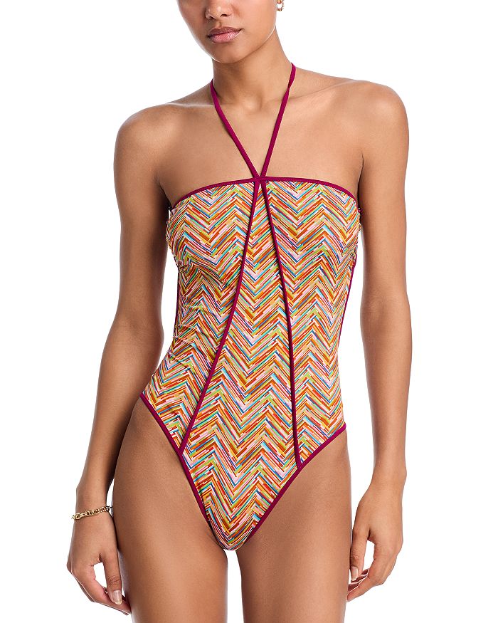 

Двусторонний цельный купальник с бретелькой через шею Missoni, мультиколор