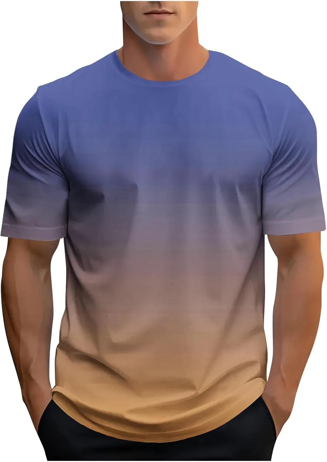 

Градиентная футболка мужская с коротким рукавом, летняя хлопковая Sdeycui