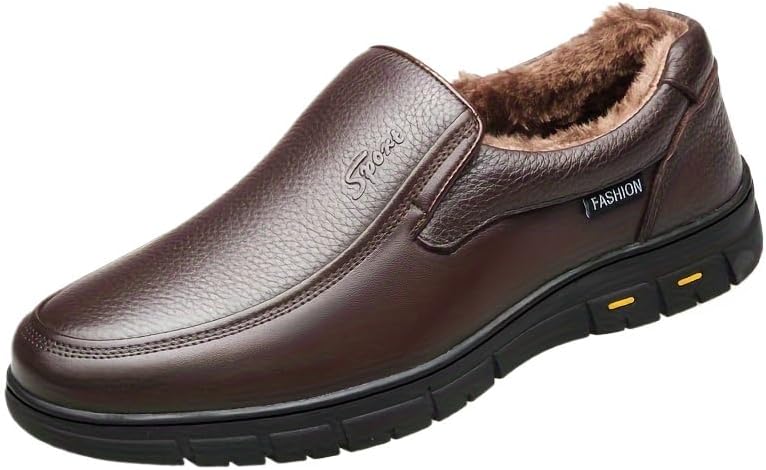 

Мужские классические туфли Hhhchpm, прочные с нескользящей подошвой, с круглым носком для свадеб, деловых встреч, вечеринок и офиса, коричневый