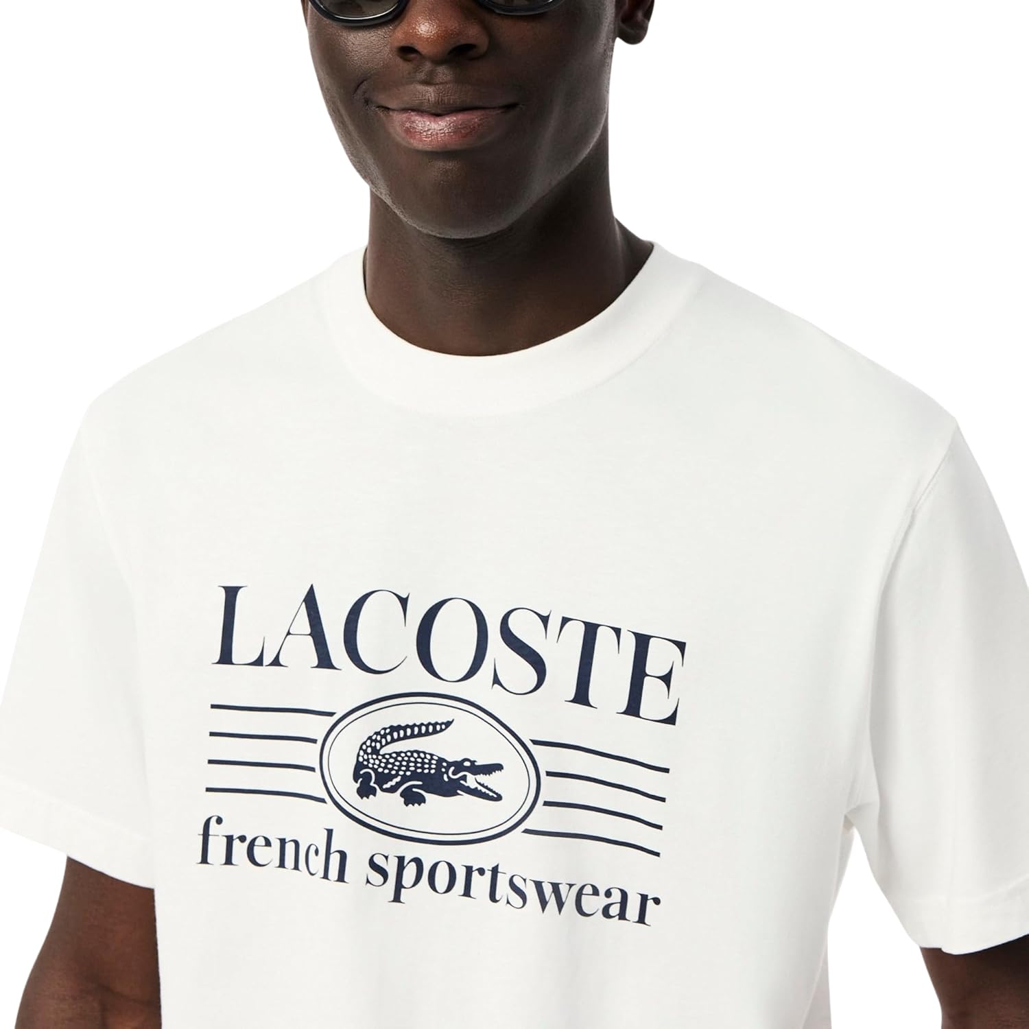 Футболка Lacoste Classic Fit, мужская, со спортивным принтом, белый — фото 2