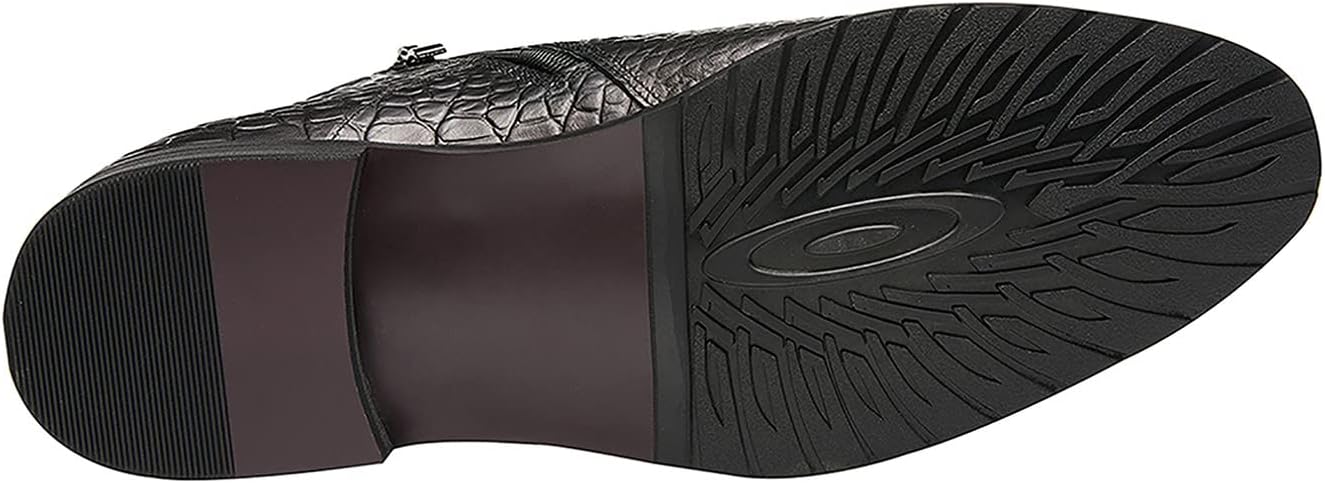 Мужские ботинки Santimon Mens Chelsea с молнией и пряжками, из натуральной кожи с аллигаторским тиснением, лакированные короткие ботинки для мужчин, модные, для выпускного, свадьбы, вечеринки, ковбойские, смокинг, вестерн, черный — фото 4