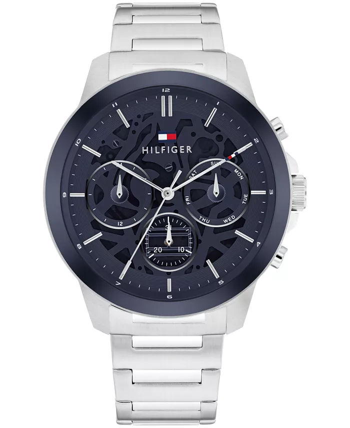 

Мужские многофункциональные наручные часы из нержавеющей стали серебристого цвета, 43 мм Tommy Hilfiger