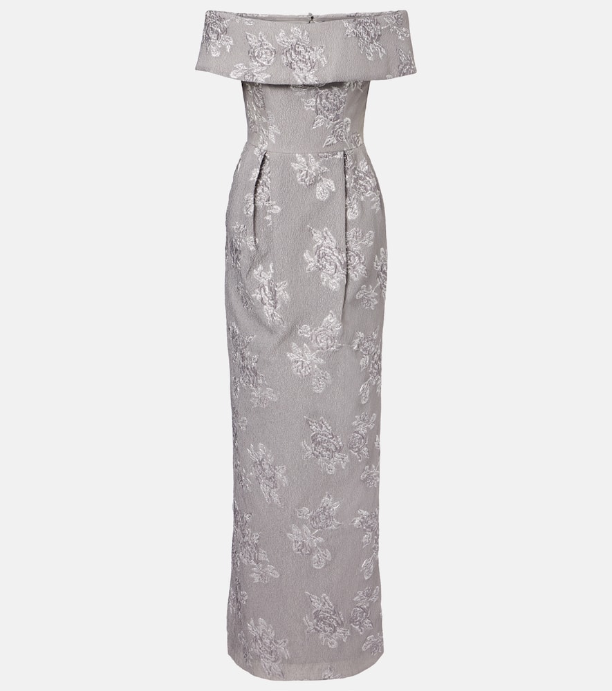 

Повседневное платье-бюстье с открытыми плечами из парчи Rebecca Vallance, Silver