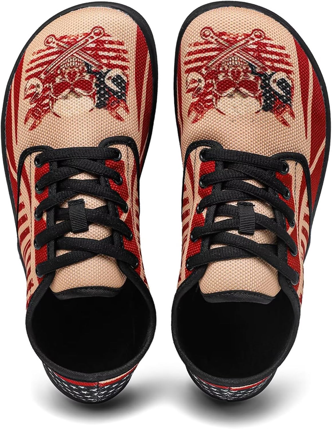 Мужские повседневные дышащие кроссовки Luzeephang Barefoot Shoes с широким носком, на шнуровке, с нулевым перепадом высоты подошвы, для ходьбы и повседневной носки, Mechanic Skull Strips — фото 2