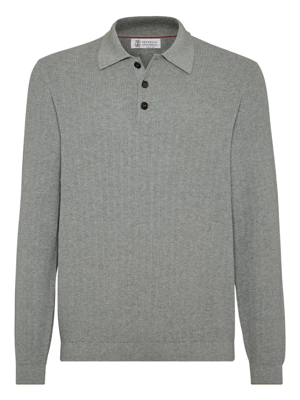 

Рубашка Rib-knit polo sweater Brunello Cucinelli, серый