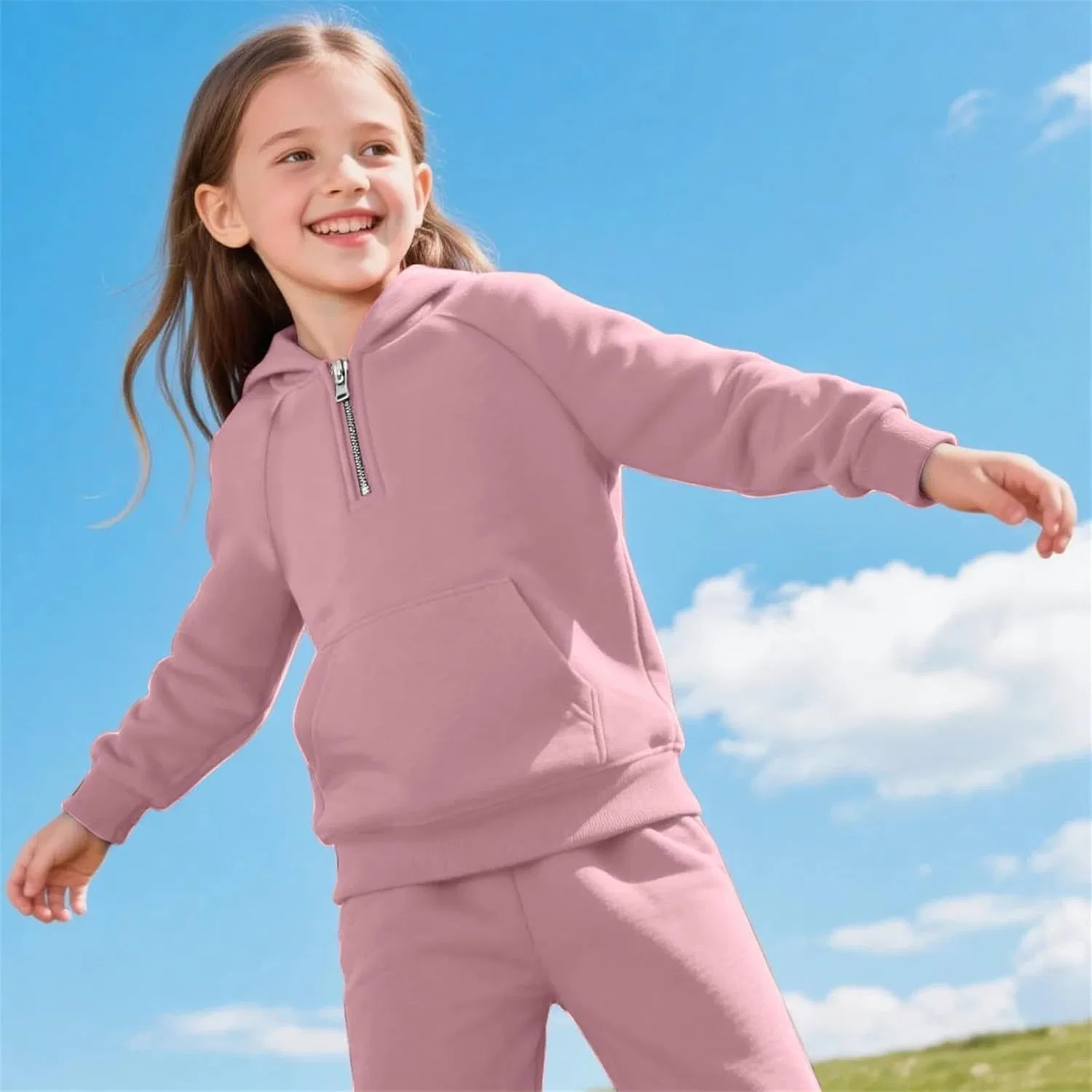 Детский спортивный костюм флисовый, Generic, 2 предмета, Pink — фото 4