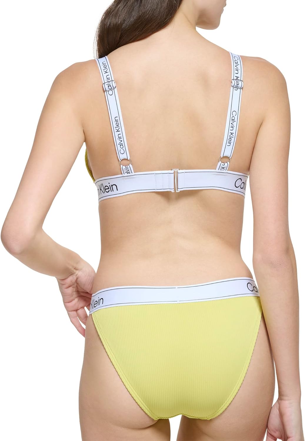 Женский комплект бикини Calvin Klein с заниженной талией, эластичными треугольными чашечками и логотипом, Pear Silky Rib — фото 3