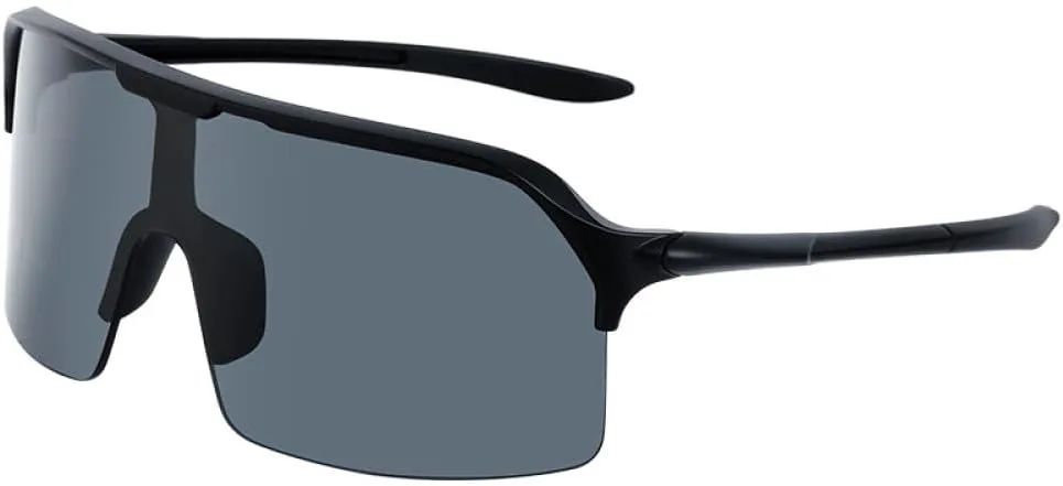 

Большие спортивные солнцезащитные очки для женщин, ветрозащитные очки для мужчин, цельные прямоугольные солнцезащитные очки для женщин UOVSAW, C1 Bright Black