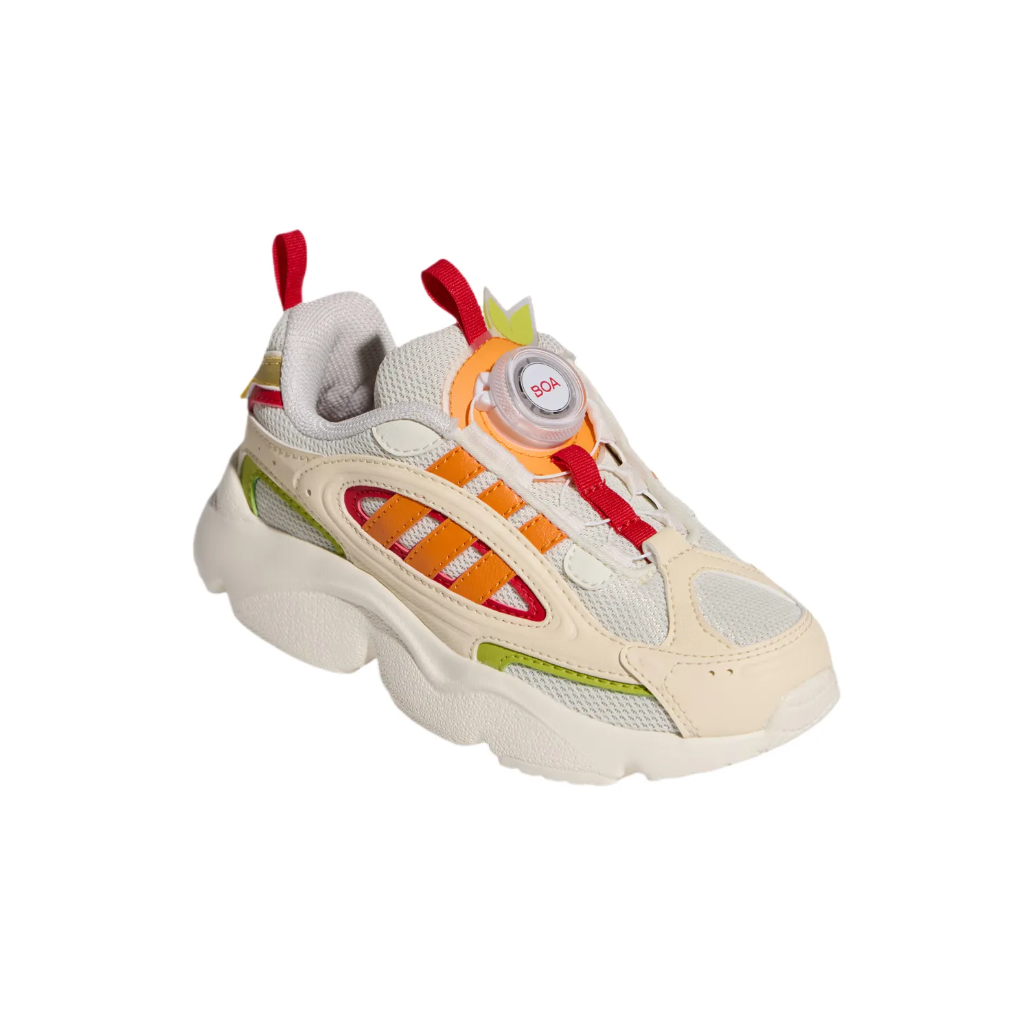 Ozmillen Fabric Low top детские кроссовки для детей 3-7 лет Adidas, айвори белый/светло-оранжевый/jade белый — фото 4