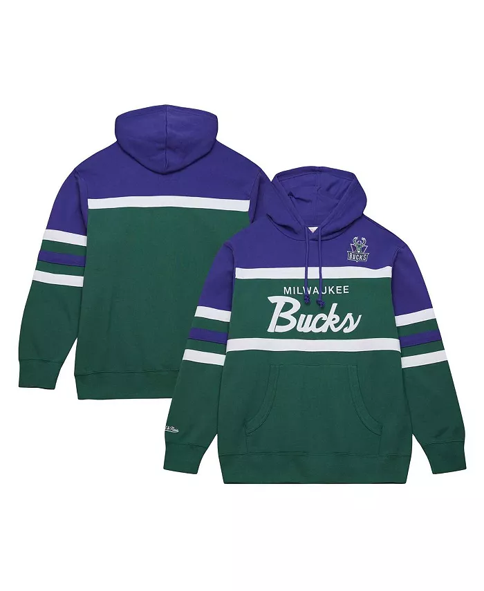 

Мужская зелено-фиолетовая толстовка с капюшоном Milwaukee Bucks Head Coach Mitchell & Ness