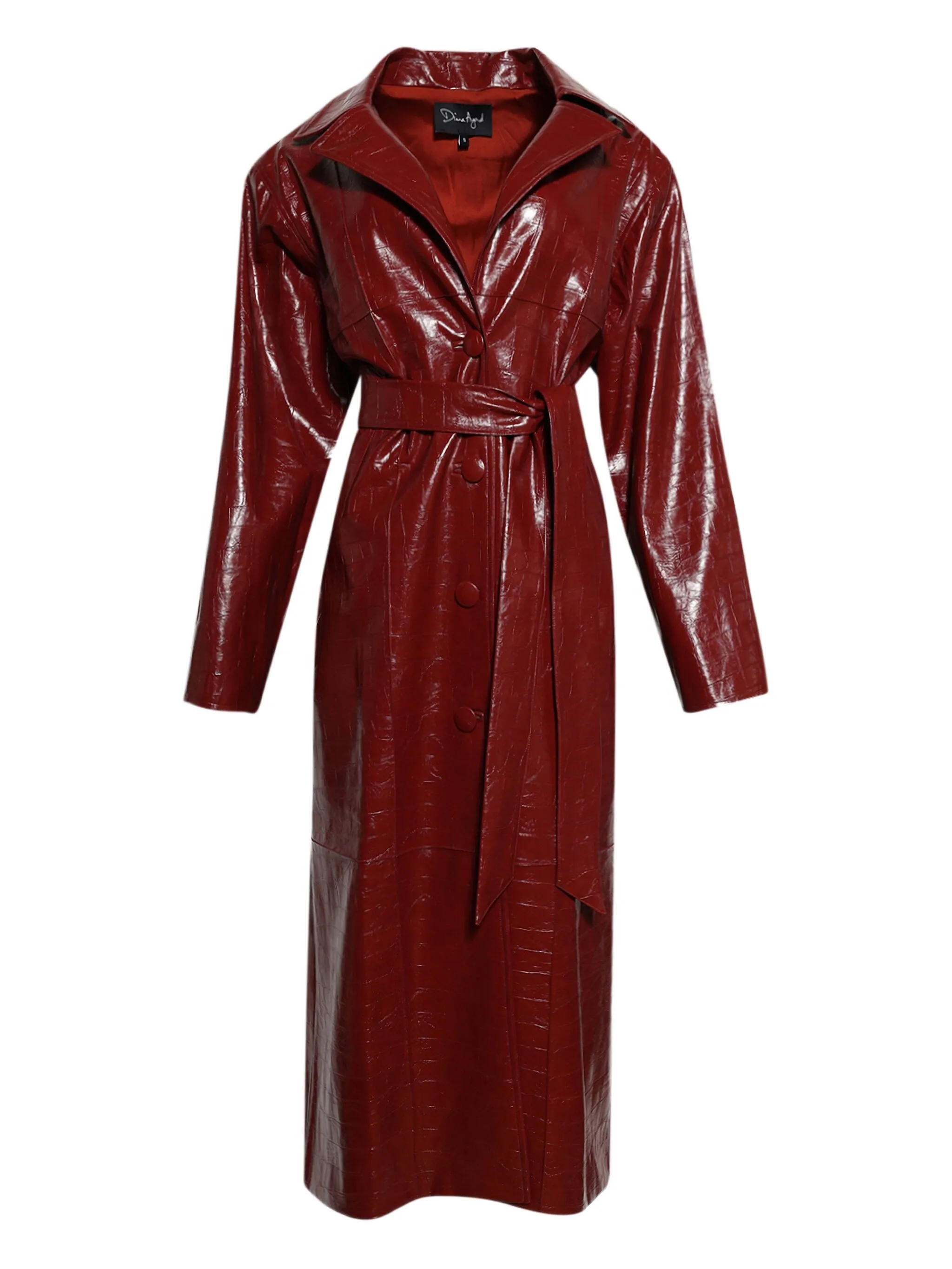 

Кожаное пальто с поясом Dima Ayad, красный