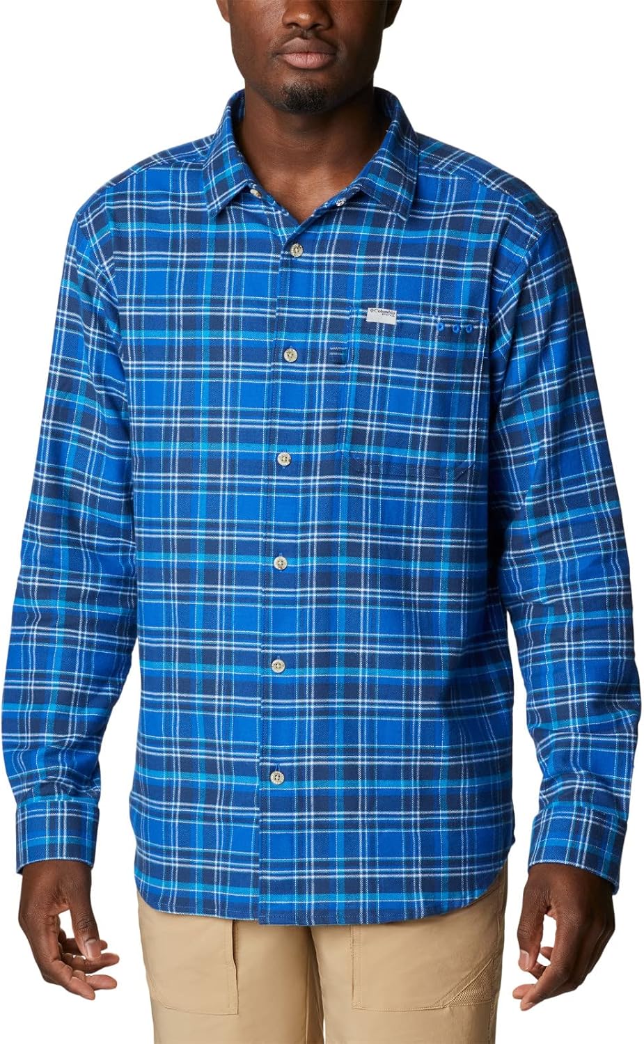 

Columbia мужская фланелевая рубашка Slack Tide с длинным рукавом, Blue Macaw Multi Plaid