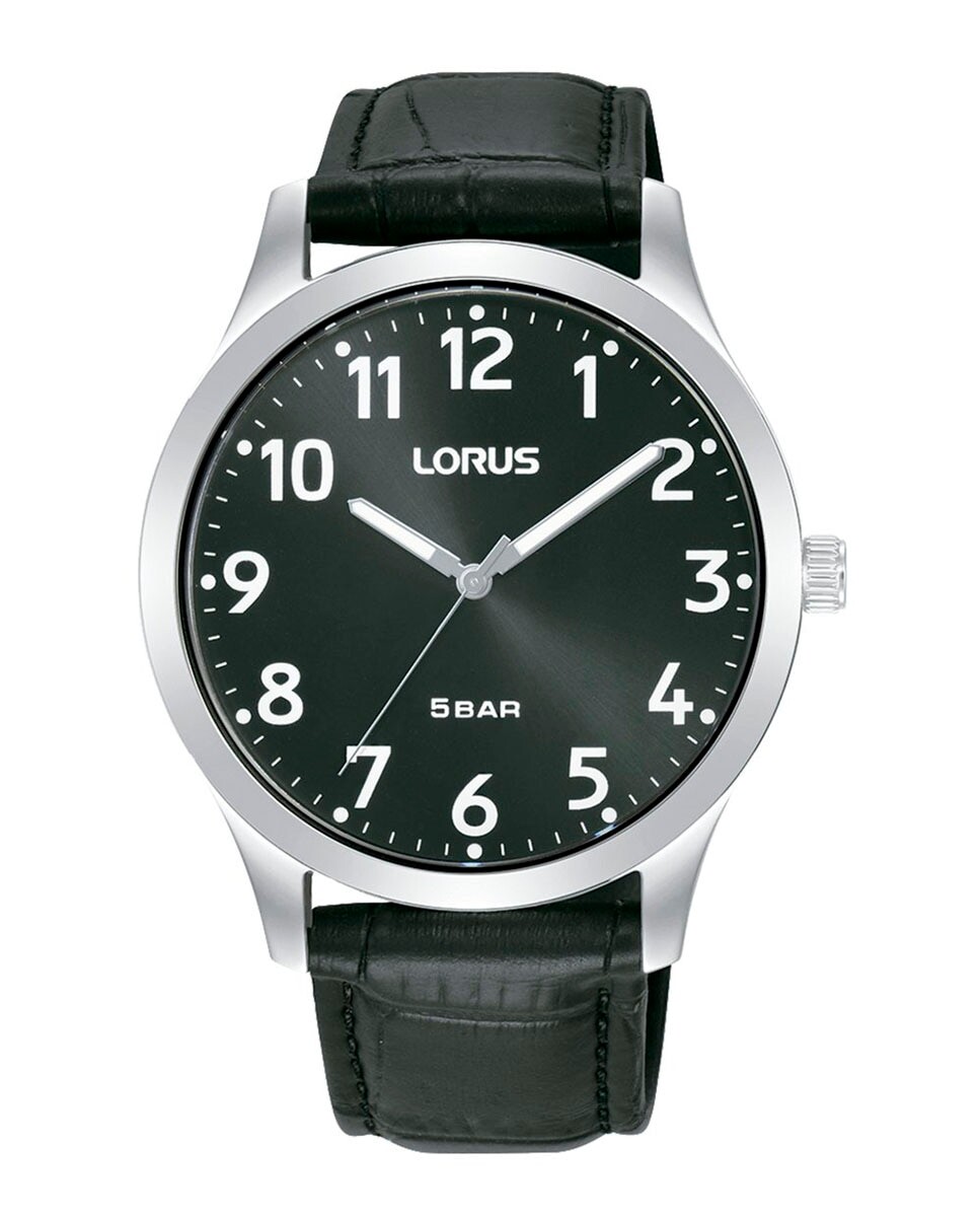 

Классические мужские часы RRX03JX9 из кожи и черного ремешка Lorus, черный
