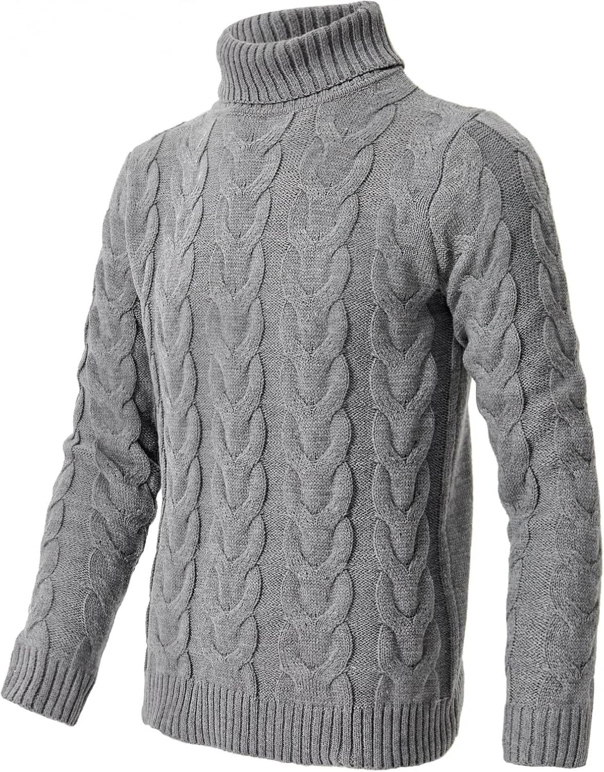 

Мужской свитер с воротником-стойкой, кабельная вязка, приталенный Snullo