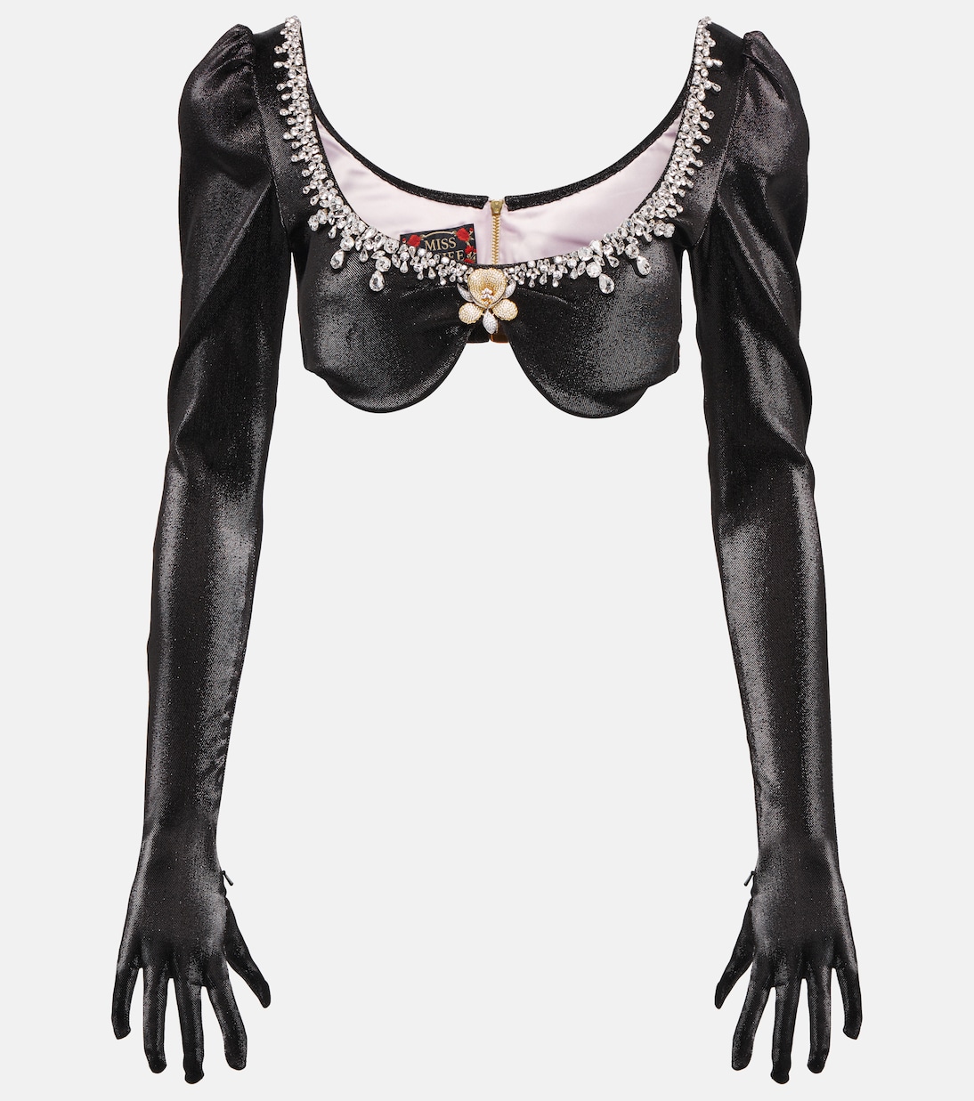 

Украшенный бюстгальтер-топ с перчатками Miss Sohee, черный