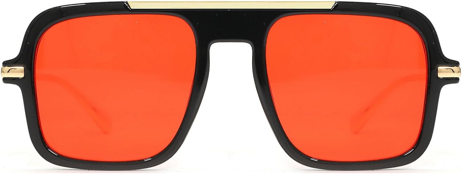 

Ретро квадратные солнцезащитные очки для женщин и мужчин, модные очки-пилот, винтажные солнцезащитные очки 70-х годов, прямоугольные солнцезащитные очки для женщин mincl, Black Red