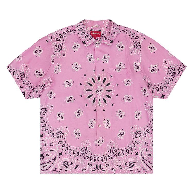 

Рубашка Supreme Bandana Silk Short-Sleeve Shirt, Pink