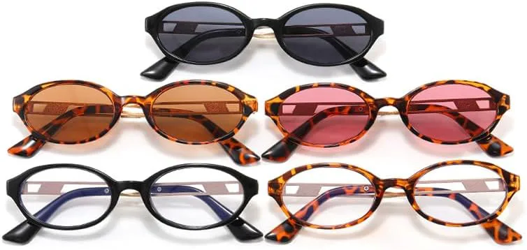 

bullabulling Набор из 3 ретро-овальных солнцезащитных очков для женщин и мужчин, модные узкие круглые солнцезащитные очки в стиле Y2K, винтажные очки 90-х, Mix2