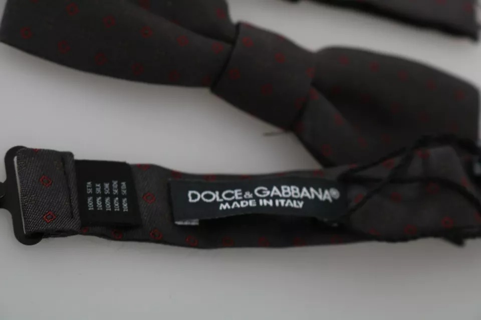 Галстук-бабочка из серого шелка в горошек с регулируемой длиной Dolce & Gabbana — фото 3
