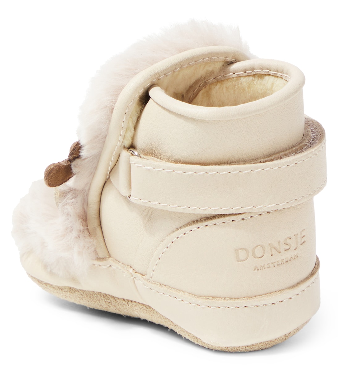 Ботильоны из дорогой кожи и искусственного меха Donsje, Light Beige Soft Faux Fur — фото 2