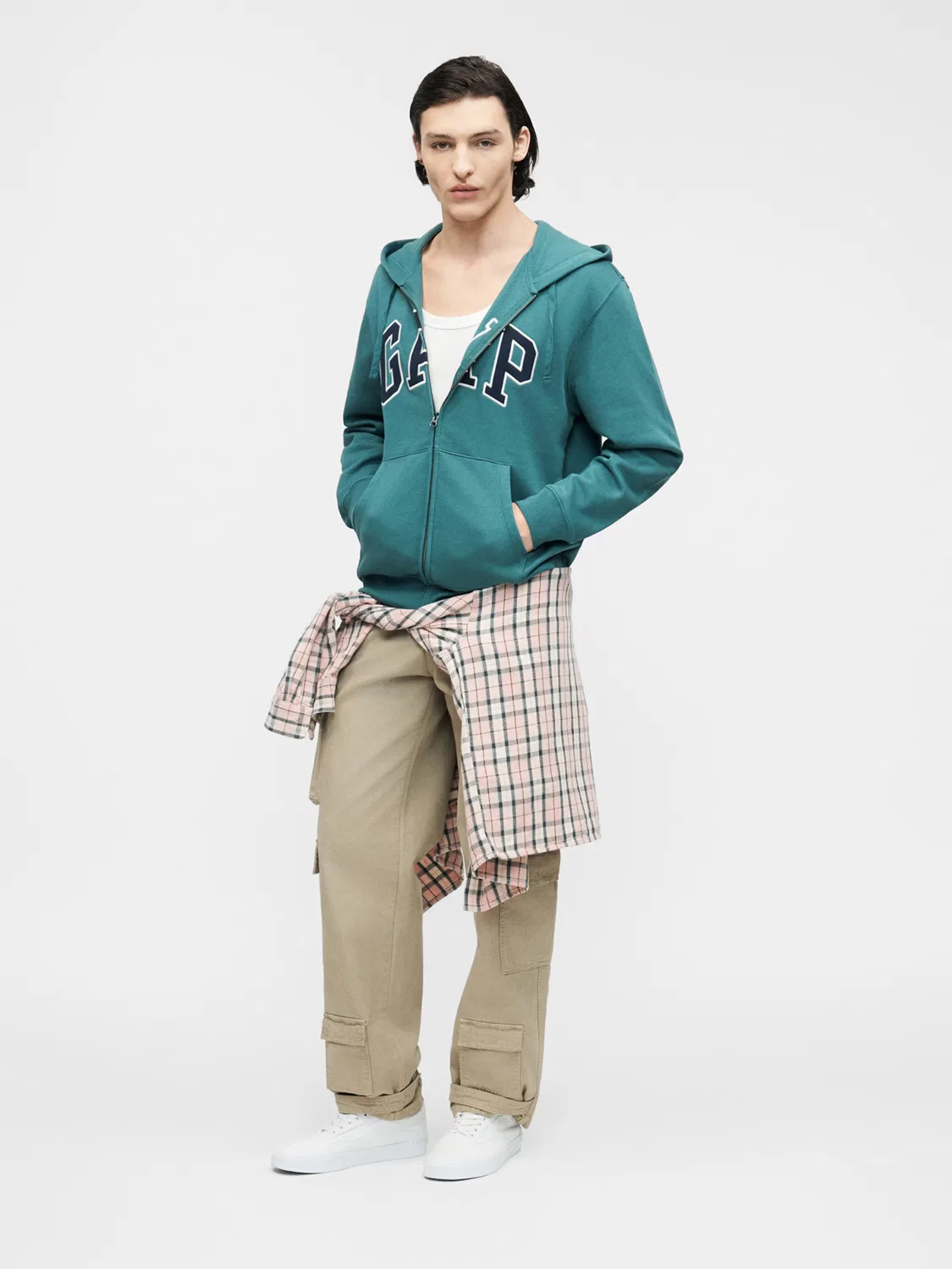 Толстовка на молнии Gap HERITAGE изумрудного цвета — фото 4