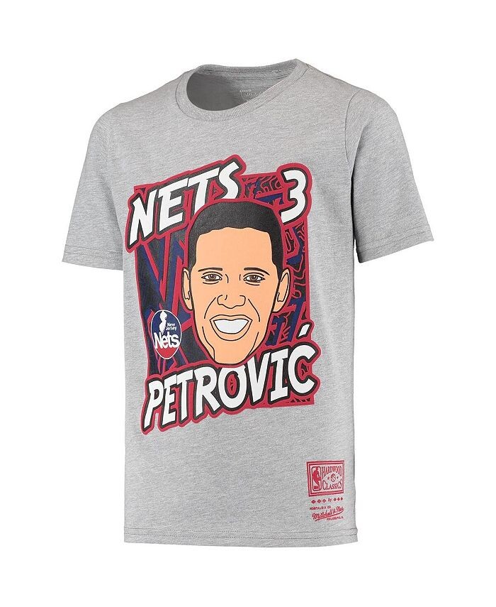 Футболка Big Boys Drazen Petrovic Heathered Grey New Jersey Nets Hardwood Classics King of the Court Player Mitchell & Ness, серый — фото 3