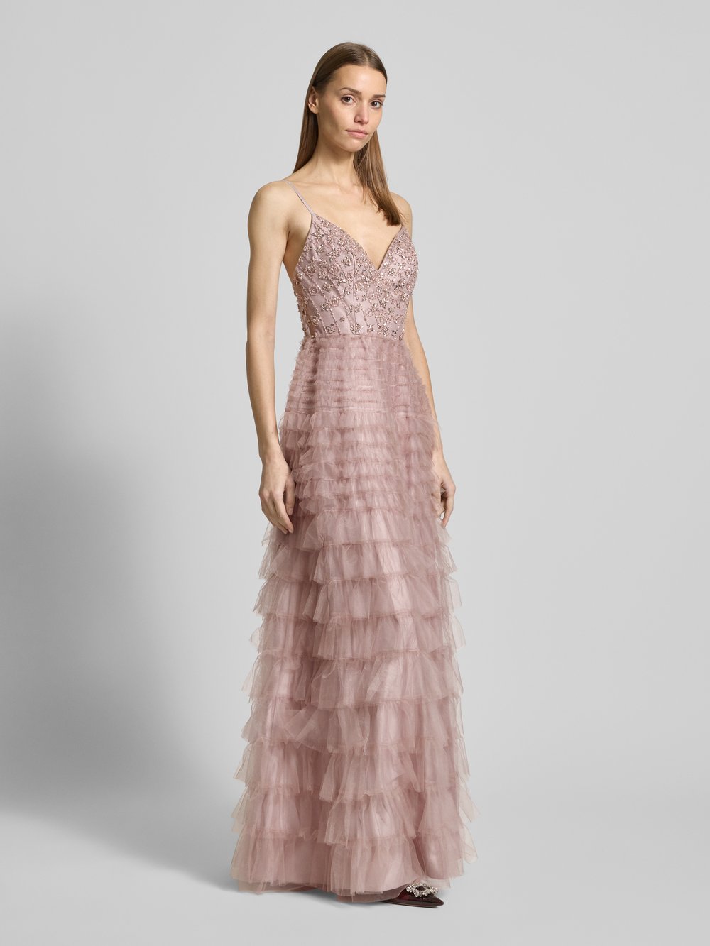 

Вечернее платье с воланами Unique, розовый