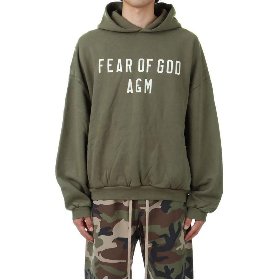 Толстовка с капюшоном из плотного флиса Fear Of God Essentials, цвет вечнозеленый/милитари — фото 4