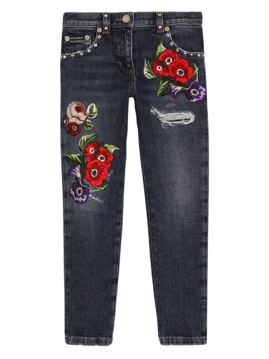 

Dolce & Gabbana прямые джинсы с цветочной вышивкой, синий