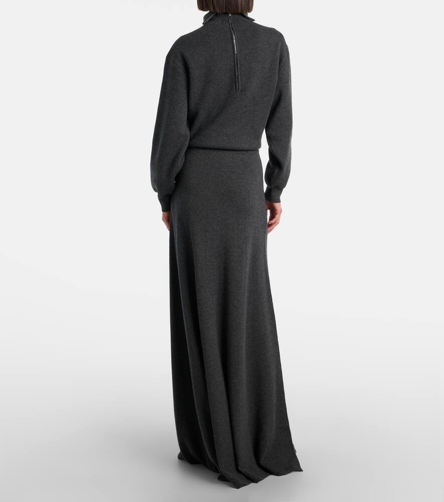 Шерстяная макси-юбка с завышенной талией Balenciaga, Dark Heather Grey — фото 3
