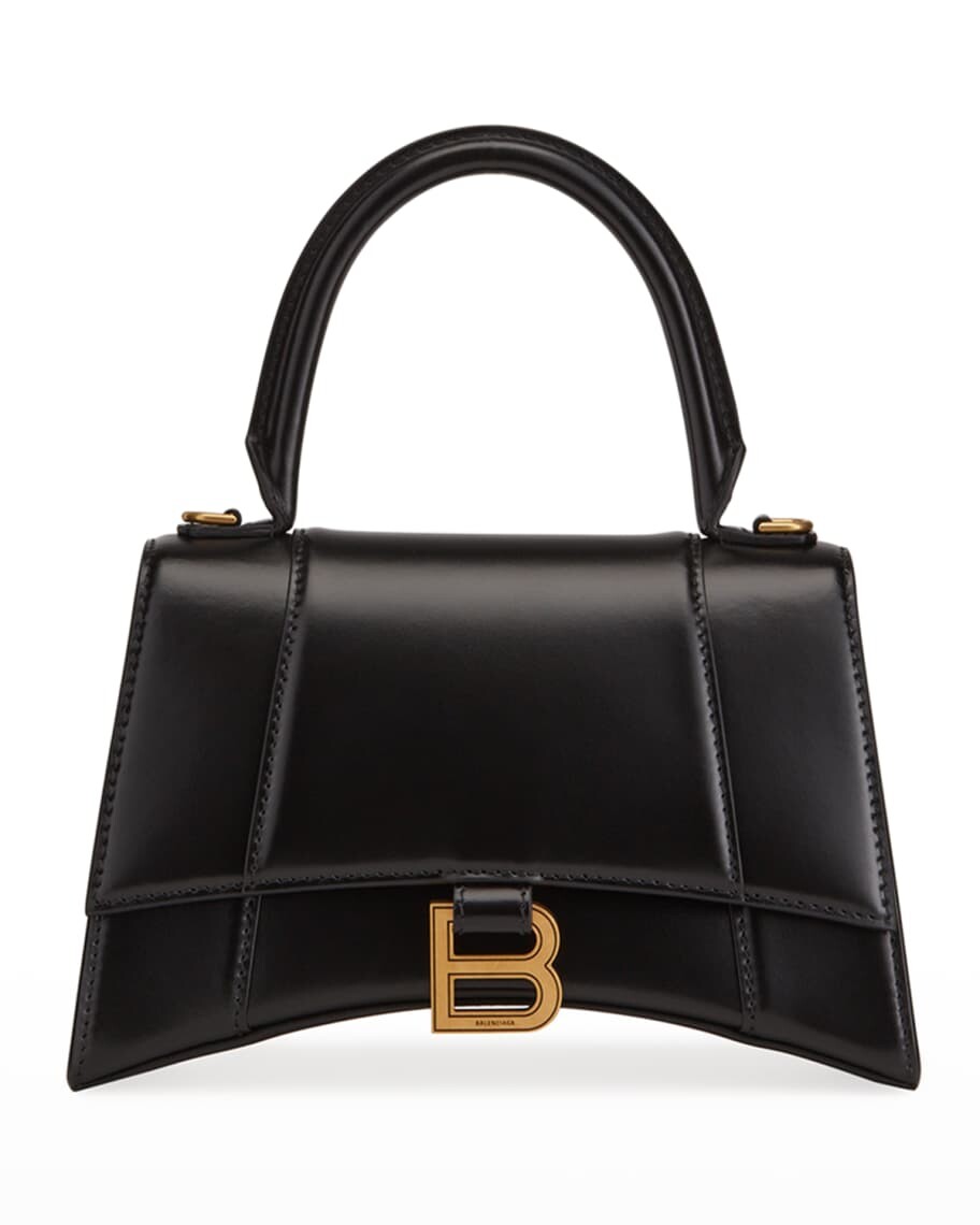 

Кожаная сумка Hourglass с ручкой сверху Balenciaga, черный