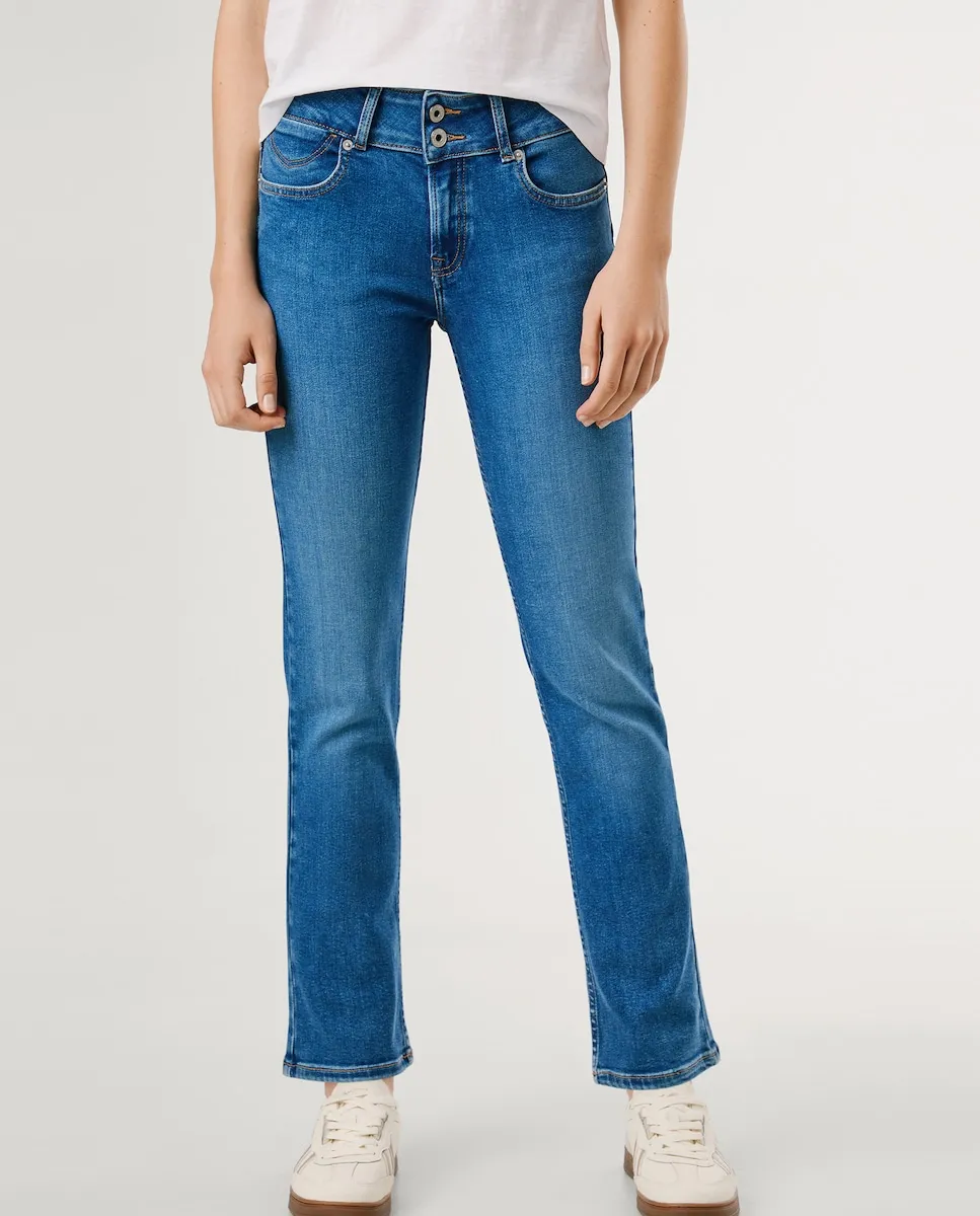 

Женские прямые джинсы средней посадки с эффектом push-up Pepe Jeans, синий