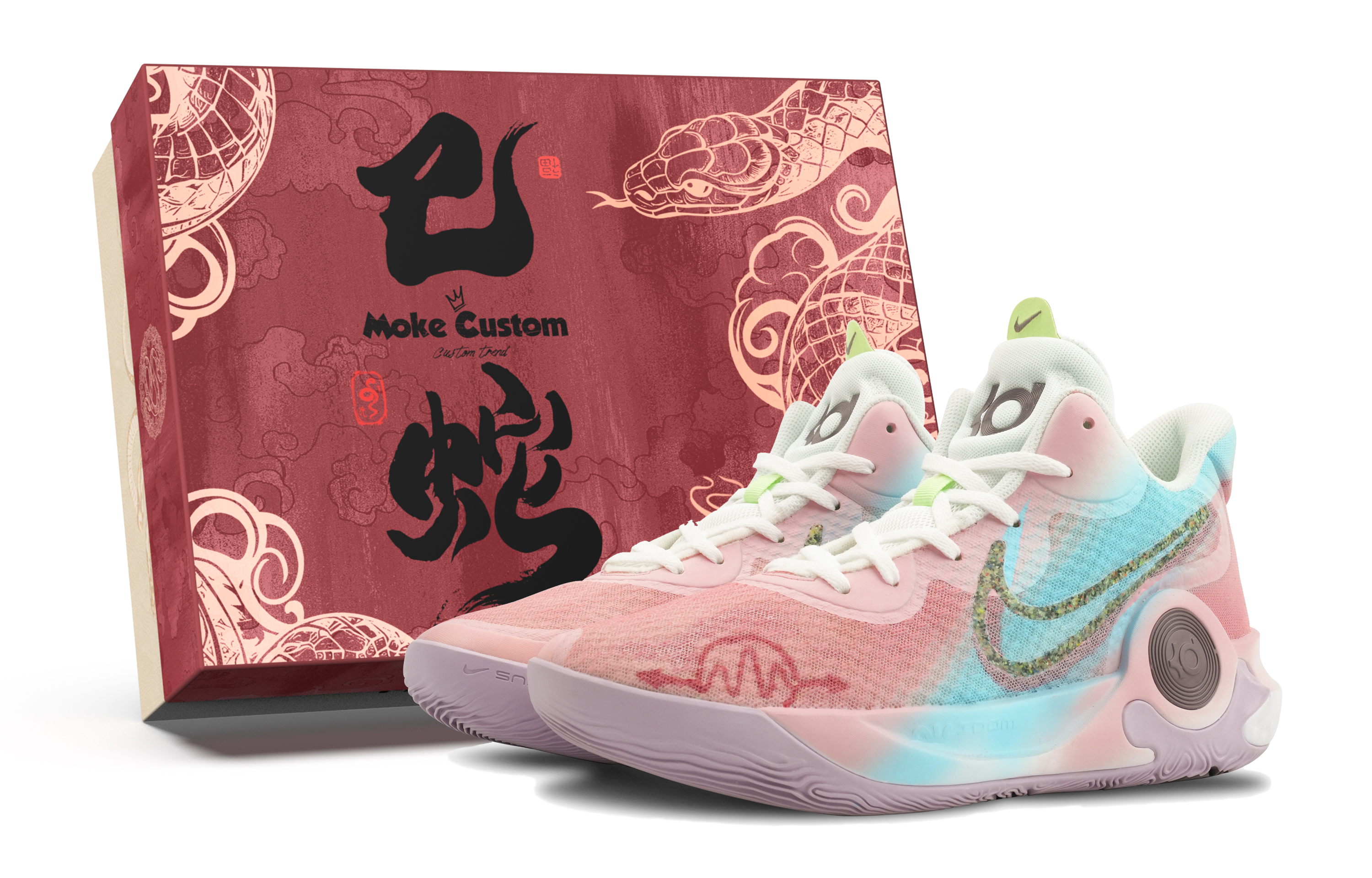 

Nike Баскетбольные кроссовки KD Trey 5 IX Mid Top Vintage, мужские, розово-синие