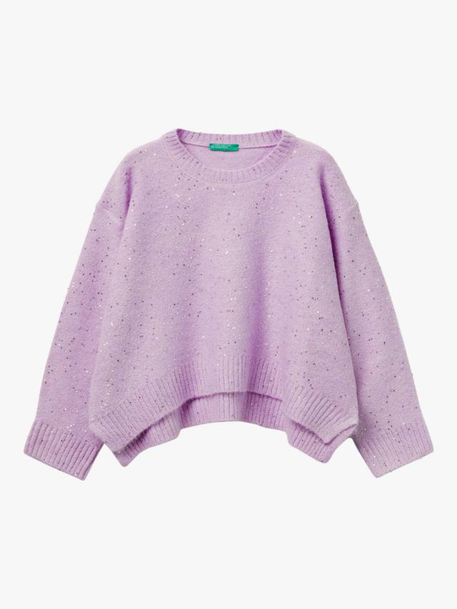 

Детский свитер с пайетками и круглым вырезом Benetton, Violet