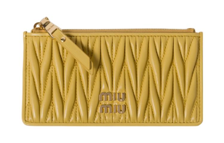 

Кошелёк из стёганой кожи наппа обычный женский жёлтый MIU MIU